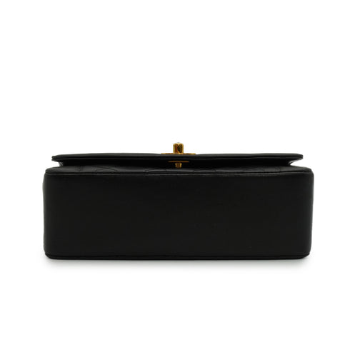 VINTAGE CHANEL DIANA SMALL CHAIN SHOULDER BAG BLACK LAMB SKIN GOLD HARDWARE 90342587
