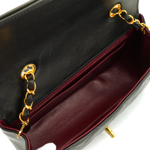 VINTAGE CHANEL DIANA SMALL CHAIN SHOULDER BAG BLACK LAMB SKIN GOLD HARDWARE 90343332