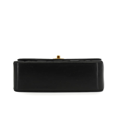VINTAGE CHANEL DIANA SMALL CHAIN SHOULDER BAG BLACK LAMB SKIN GOLD HARDWARE 90343859
