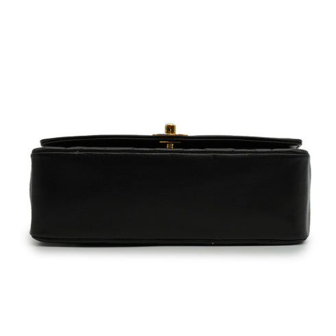 VINTAGE CHANEL DIANA SMALL CHAIN SHOULDER BAG BLACK LAMB SKIN GOLD HARDWARE 90343927