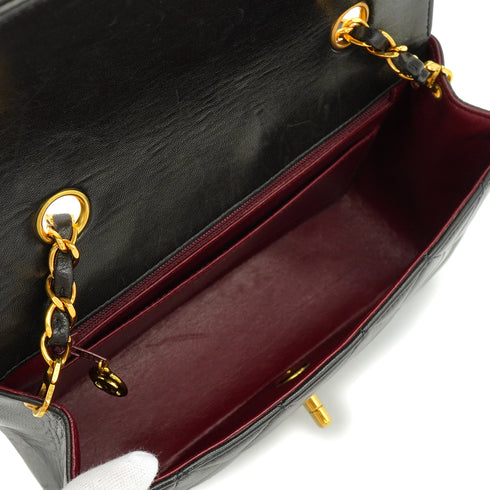 VINTAGE CHANEL DIANA SMALL CHAIN SHOULDER BAG BLACK LAMB SKIN GOLD HARDWARE 90344090
