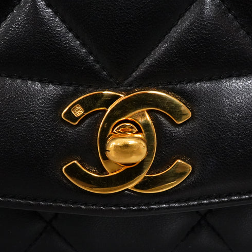 VINTAGE CHANEL DIANA SMALL CHAIN SHOULDER BAG BLACK LAMB SKIN GOLD HARDWARE 90344092
