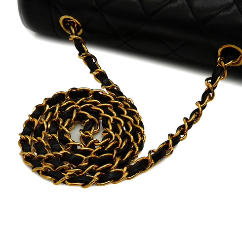 VINTAGE CHANEL DIANA SMALL CHAIN SHOULDER BAG BLACK LAMB SKIN GOLD HARDWARE 90344092