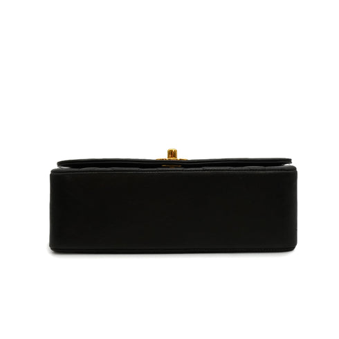 VINTAGE CHANEL DIANA SMALL CHAIN SHOULDER BAG BLACK LAMB SKIN GOLD HARDWARE 90348013