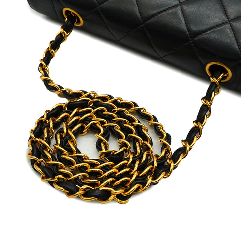 VINTAGE CHANEL DIANA SMALL CHAIN SHOULDER BAG BLACK LAMB SKIN GOLD HARDWARE 90348993