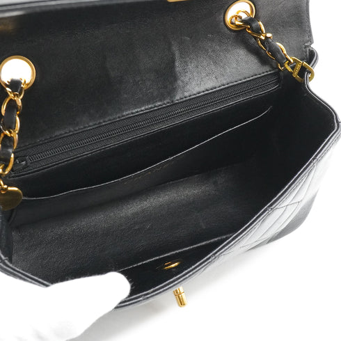 VINTAGE CHANEL DIANA SMALL CHAIN SHOULDER BAG BLACK LAMB SKIN GOLD HARDWARE 90348993