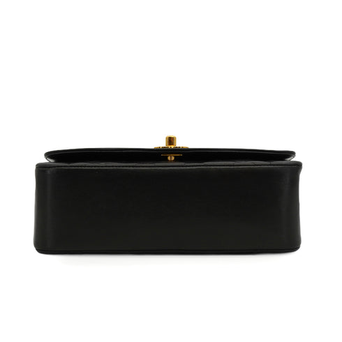 VINTAGE CHANEL DIANA SMALL CHAIN SHOULDER BAG BLACK LAMB SKIN GOLD HARDWARE 90350588