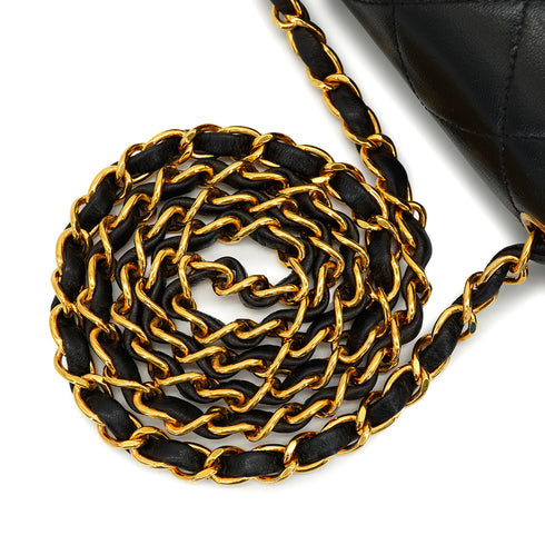 VINTAGE CHANEL DIANA SMALL CHAIN SHOULDER BAG BLACK LAMB SKIN GOLD HARDWARE 90327064