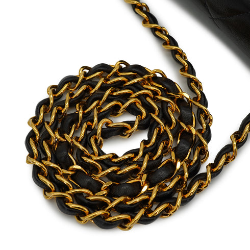 VINTAGE CHANEL DIANA SMALL CHAIN SHOULDER BAG BLACK LAMB SKIN GOLD HARDWARE 90328463