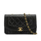 VINTAGE CHANEL DIANA SMALL CHAIN SHOULDER BAG BLACK LAMB SKIN GOLD HARDWARE 90329224