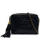 VINTAGE CHANEL DIA STITCH CHAIN SHOULDER BAG BLACK LAMB SKIN FRINGE GOLD HARDWARE 90318523