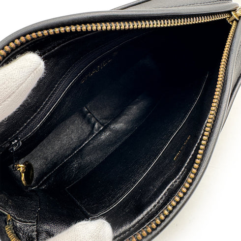 VINTAGE CHANEL DIA STITCH CHAIN SHOULDER BAG BLACK LAMB SKIN FRINGE GOLD HARDWARE 90318523