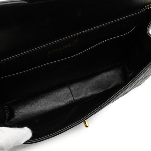 VINTAGE CHANEL DOUBLE FACE CHAIN SHOULDER BAG BLACK LAMB SKIN GOLD HARDWARE 90346678