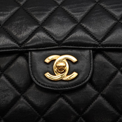 VINTAGE CHANEL DOUBLE FACE CHAIN SHOULDER BAG BLACK LAMB SKIN GOLD HARDWARE 90346678