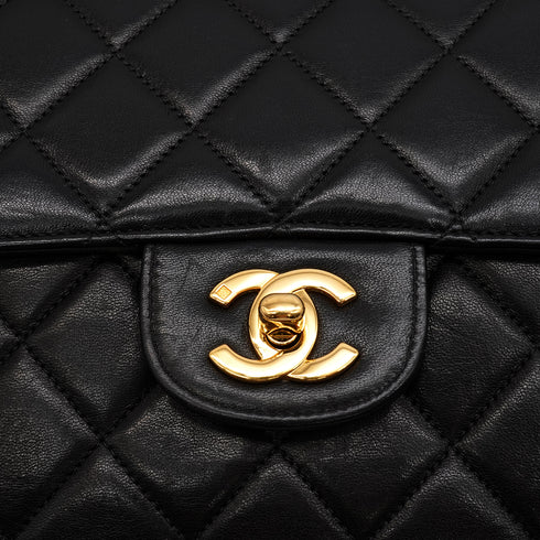 VINTAGE CHANEL DOUBLE FACE CHAIN SHOULDER BAG BLACK LAMB SKIN GOLD HARDWARE 90346678