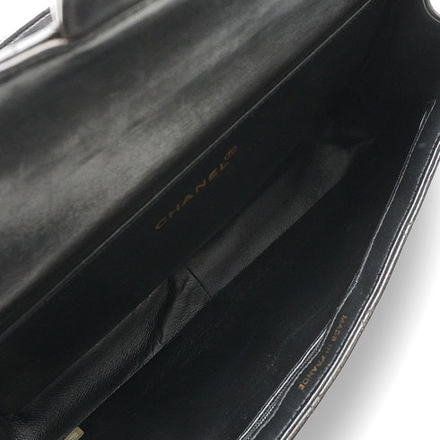 VINTAGE CHANEL DOUBLE FACE HAND BAG BLACK LAMB SKIN GOLD HARDWARE 90344378