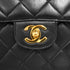 VINTAGE CHANEL DOUBLE FACE HAND BAG BLACK LAMB SKIN GOLD HARDWARE 90344378