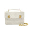 VINTAGE CHANEL DOUBLE TURN LOCK MATELASSE CHAIN SHOULDER HAND BAG WHITE LAMB SKIN GOLD HARDWARE 90325945
