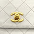 VINTAGE CHANEL DOUBLE TURN LOCK MATELASSE CHAIN SHOULDER HAND BAG WHITE LAMB SKIN GOLD HARDWARE 90325945