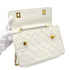 VINTAGE CHANEL DOUBLE TURN LOCK MATELASSE CHAIN SHOULDER HAND BAG WHITE LAMB SKIN GOLD HARDWARE 90325945