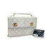 VINTAGE CHANEL DOUBLE TURN LOCK MATELASSE CHAIN SHOULDER HAND BAG WHITE LAMB SKIN GOLD HARDWARE 90325945