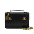 VINTAGE CHANEL DOUBLE TURN LOCK MATELASSE CHAIN SHOULDER HAND BAG BLACK LAMB SKIN GOLD HARDWARE 90330946
