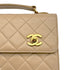 VINTAGE CHANEL DOUBLE TURN LOCK MATELASSE CHAIN SHOULDER HAND BAG BEIGE LAMB SKIN GOLD HARDWARE 90315877