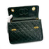 VINTAGE CHANEL DOUBLE TURN LOCK MATELASSE CHAIN SHOULDER HAND BAG GREEN LAMB SKIN GOLD HARDWARE 90321016
