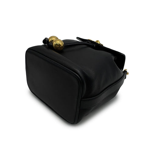 VINTAGE CHANEL DRAWSTRING CHAIN SHOULDER BAG BLACK LAMB SKIN GOLD HARDWARE 90329219