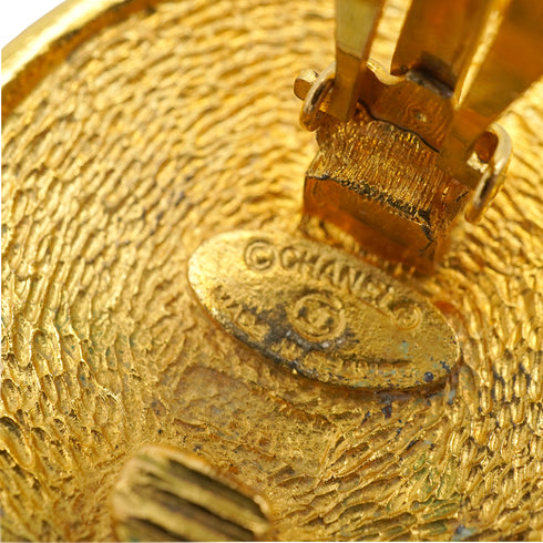 VINTAGE CHANEL EARRINGS 31 RUE CAMBON ROUND LOGO GOLD ACCESSORY 90338894