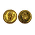 VINTAGE CHANEL EARRINGS BUTTON MOTIF GOLD BLACK ACCESSORY 23 90319150