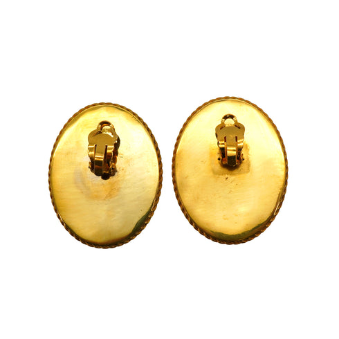 VINTAGE CHANEL EARRINGS CAMEO MADEMOISSELE GOLD ACCESSORY 90338311