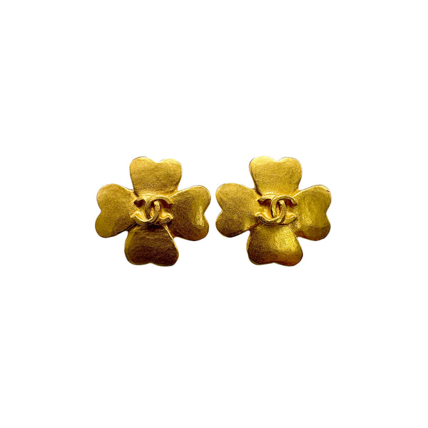 VINTAGE CHANEL EARRINGS CLOVER COCOMARK ACCESSORY 95P 90326632