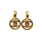 VINTAGE CHANEL EARRINGS TURN LOCK COCOMARK ROUND SWING GOLD ACCESSORY 97P 90322536