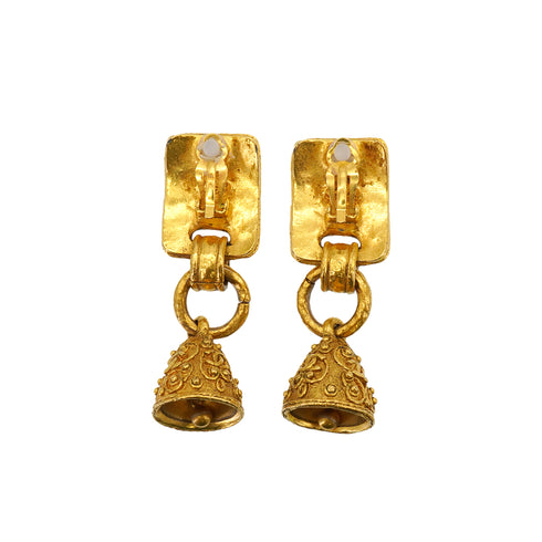 VINTAGE CHANEL EARRINGS COCOMARK BELL MOTIF GOLD ACCESSORY 94A 90334259