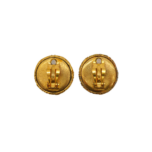VINTAGE CHANEL EARRINGS COCOMARK BLACK GOLD ACCESSORY 93A 90332930