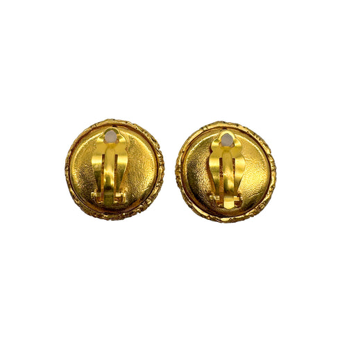 VINTAGE CHANEL EARRINGS COCOMARK BLACK GOLD ACCESSORY 93A 90328952