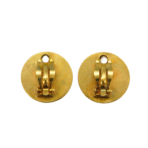 VINTAGE CHANEL EARRINGS COCOMARK BLACK GOLD ACCESSORY 95P 90335734