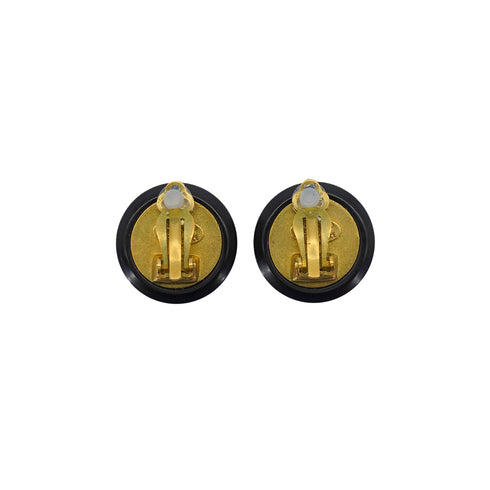 VINTAGE CHANEL EARRINGS COCOMARK BLACK GOLD ACCESSORY 95P 90331832