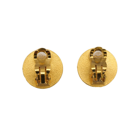 VINTAGE CHANEL EARRINGS COCOMARK BLACK GOLD ACCESSORY 96A 90319966