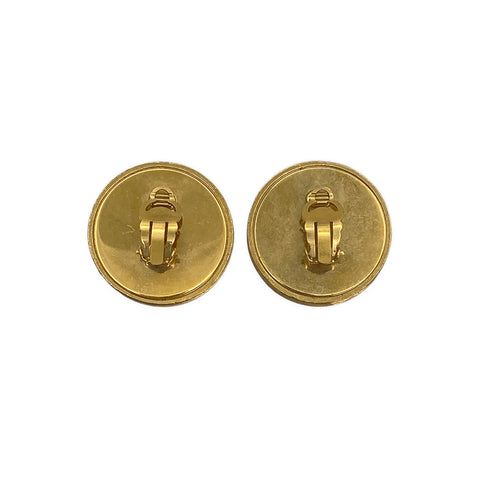 VINTAGE CHANEL EARRINGS COCOMARK ROUND GOLD ACCESSORY 94P 90321044