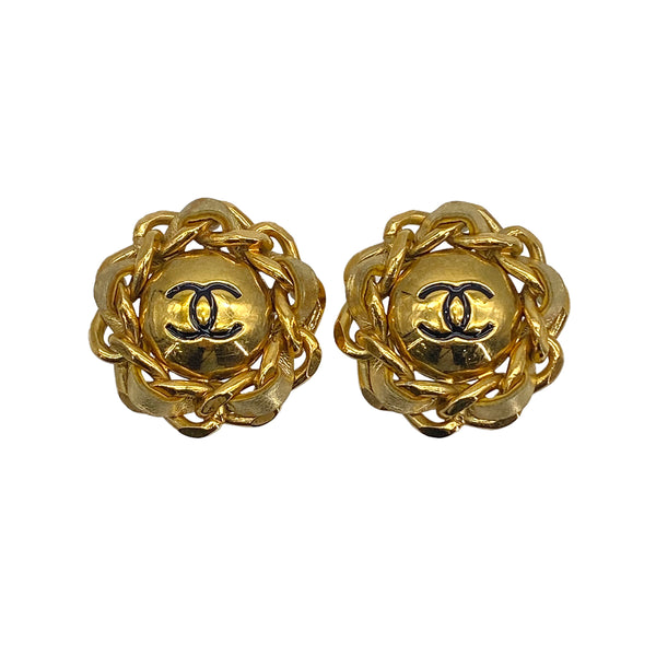 VINTAGE CHANEL EARRINGS COCOMARK CHAIN MOTIF ACCESSORY 29 90327615