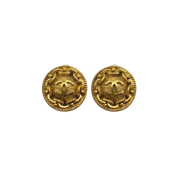 VINTAGE CHANEL EARRINGS COCOMARK CHAIN MOTIF ACCESSORY 97P 90326221