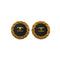 VINTAGE CHANEL EARRINGS COCOMARK CHAIN ROUND GOLD BLACK ACCESSORY 94P 90322137