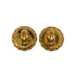 VINTAGE CHANEL EARRINGS COCOMARK CHAIN ROUND GOLD BLACK ACCESSORY 94P 90322137