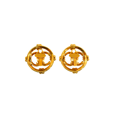 VINTAGE CHANEL EARRINGS COCOMARK CIRCLE GOLD ACCESSORY 94A 90347792
