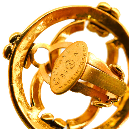 VINTAGE CHANEL EARRINGS COCOMARK CIRCLE GOLD ACCESSORY 94A 90347792