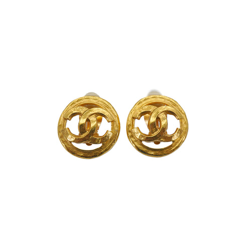 VINTAGE CHANEL EARRINGS COCOMARK CIRCLE GOLD ACCESSORY 94P 90331845