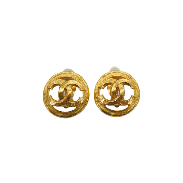VINTAGE CHANEL EARRINGS COCOMARK CIRCLE GOLD ACCESSORY 94P 90331845