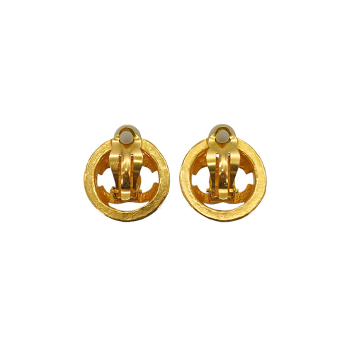 VINTAGE CHANEL EARRINGS COCOMARK CIRCLE GOLD ACCESSORY 94P 90331845